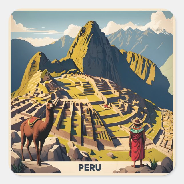 Sticker Carré Pérou Machu Picchu (Devant)