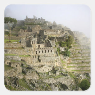 Sticker Carré Pérou, Machu Picchu. L'ancienne citadelle de Machu