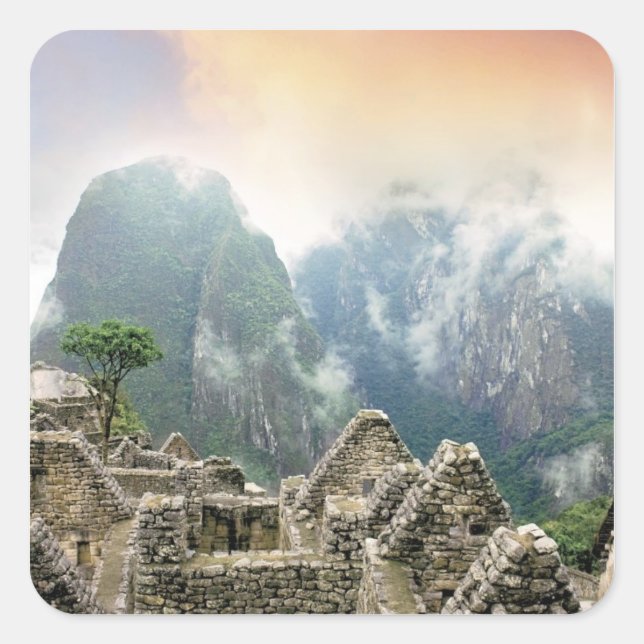 Sticker Carré Pérou, Machu Picchu, l'ancienne ville perdue de (Devant)