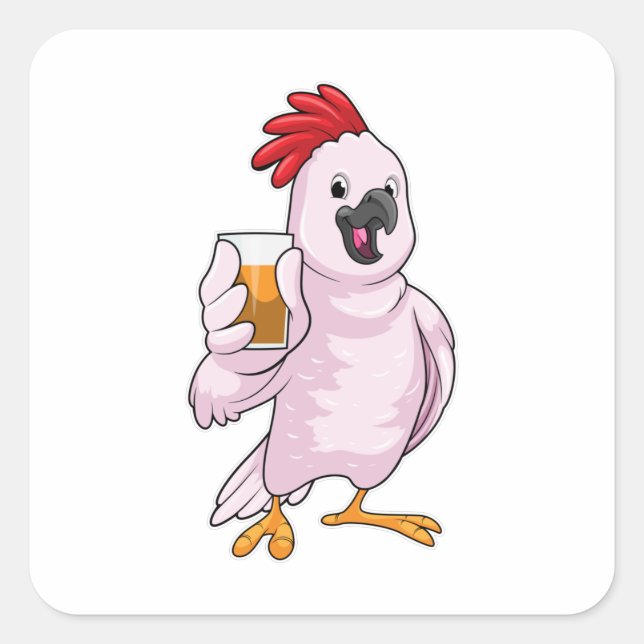 Sticker Carré Perroquet au jus (Devant)