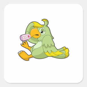 Sticker Carré Perroquet avec thermomètre clinique