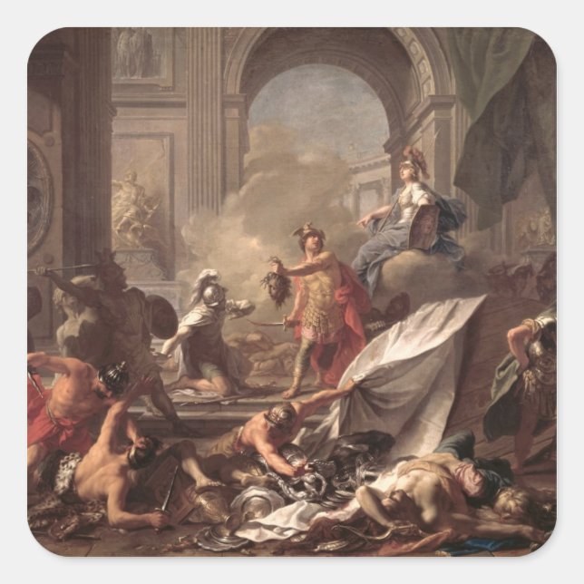 Sticker Carré Perseus, sous la protection de Minerva (Devant)