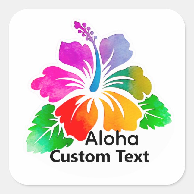 Sticker Carré Personalized Aloha Hibiscus Tropical Flower (Devant)