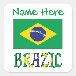 Sticker Carré Personalized Brazil Flag Square Label