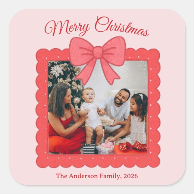 Sticker Carré Personalized Cute Christmas Photo Collage  (Devant)