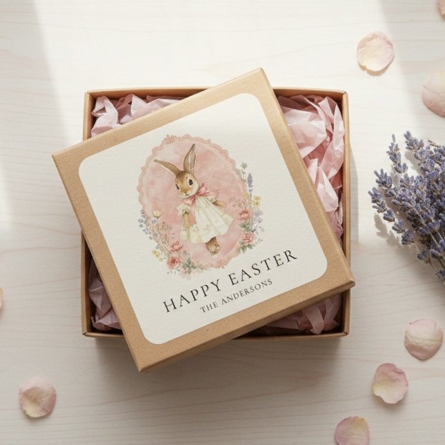 Sticker Carré Personalized Easter Bunny Custom  (Créateur téléchargé)
