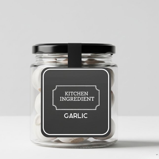 Sticker Carré Personalized Elegant Black Square Food Labels  (Créateur téléchargé)