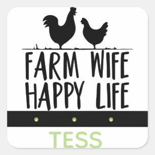 Sticker Carré Personalized Farm Wife Happy Life Design