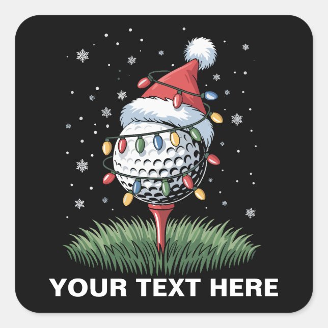 Sticker Carré Personalized Golf Ball Christmas Tree Santa Hat  (Devant)
