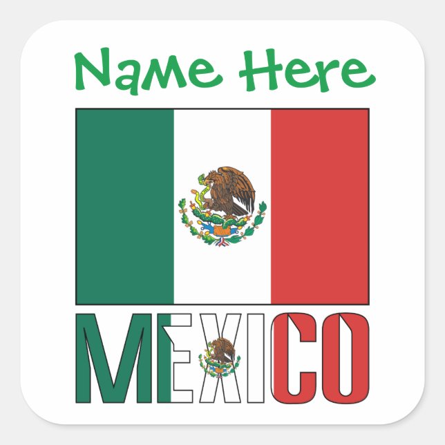 Sticker Carré Personalized Mexico Flag Square Label (Devant)