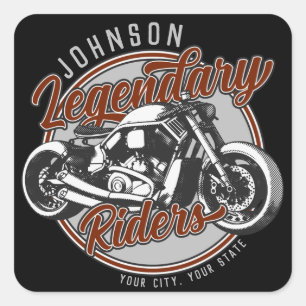 Sticker Carré Personalized Motorcycle Legendary Rider Biker