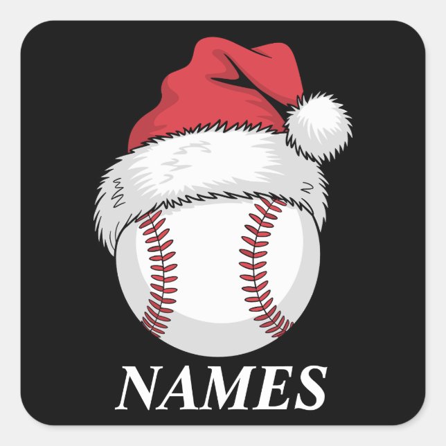 Sticker Carré Personalized Name Christmas Baseball Santa Hat (Devant)