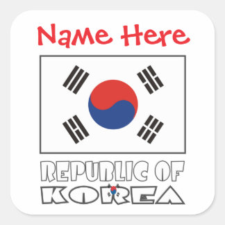 Sticker Carré Personalized Republic of Korea Flag Square Label