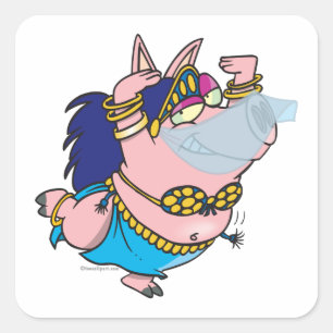 Sticker Carré personnage de dessin animé de la danseuse du ventr