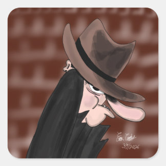 Sticker Carré Personnage de dessin animé méchant sournois