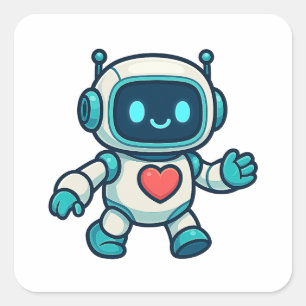 Sticker Carré Personnages d'IA et de Robot