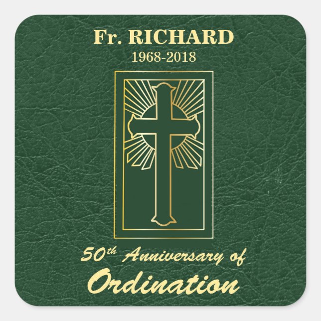 Sticker Carré Personnalisable 50e anniversaire de Ordination Gre (Devant)