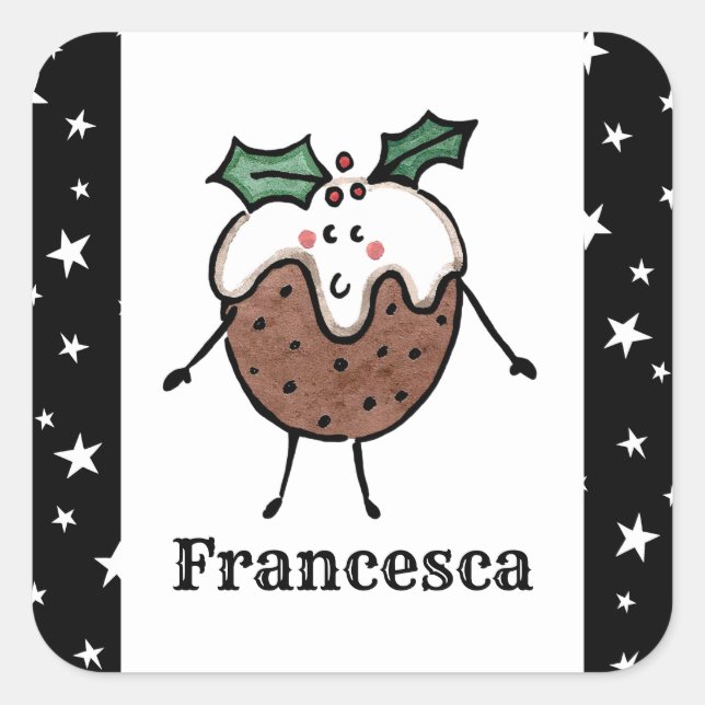 Sticker Carré personnalisable de Noël (Devant)