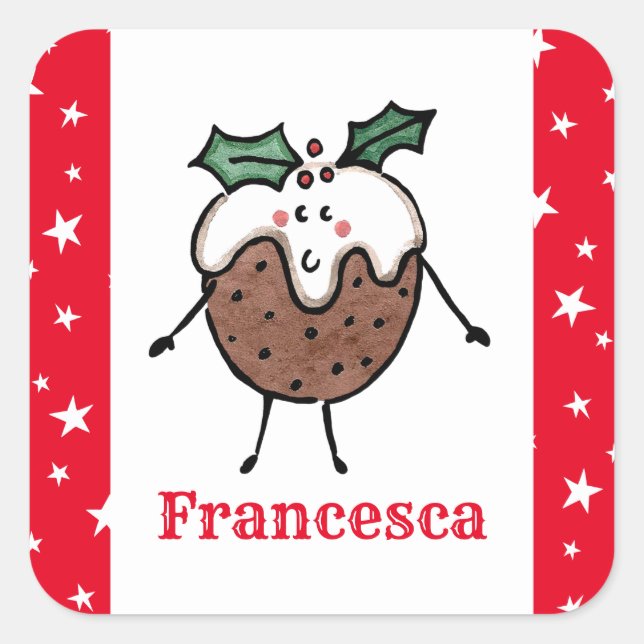 Sticker Carré personnalisable de Noël (Devant)