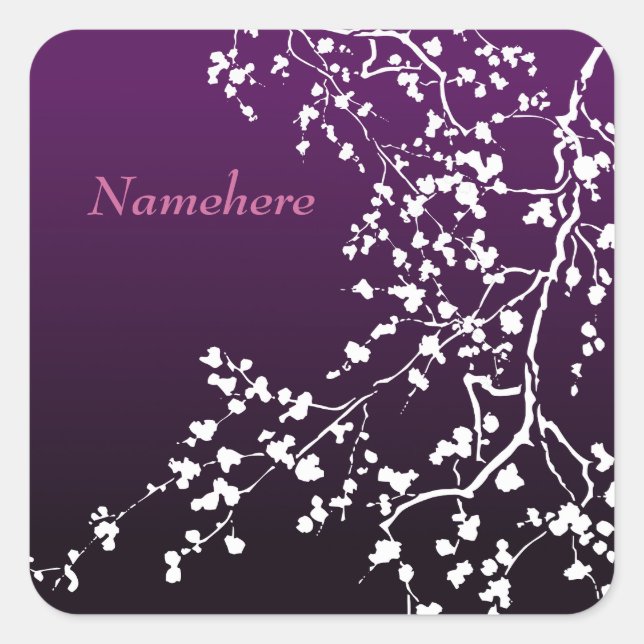 Sticker Carré Personnalisable : Fleur blanche (Devant)