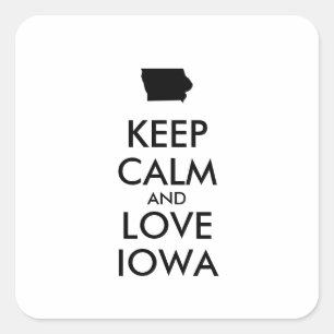 Sticker Carré Personnalisable KEEP CALM et LOVE IOWA