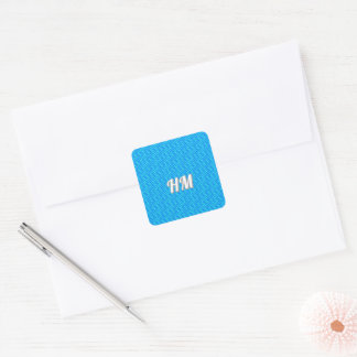 Sticker Carré Personnalisation initiale simple bleue