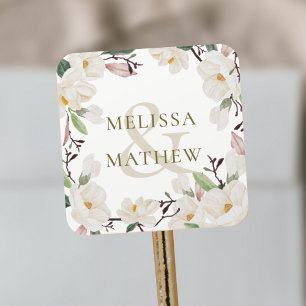 Sticker Carré personnalisation Noms Elegant Oriental Magnolia