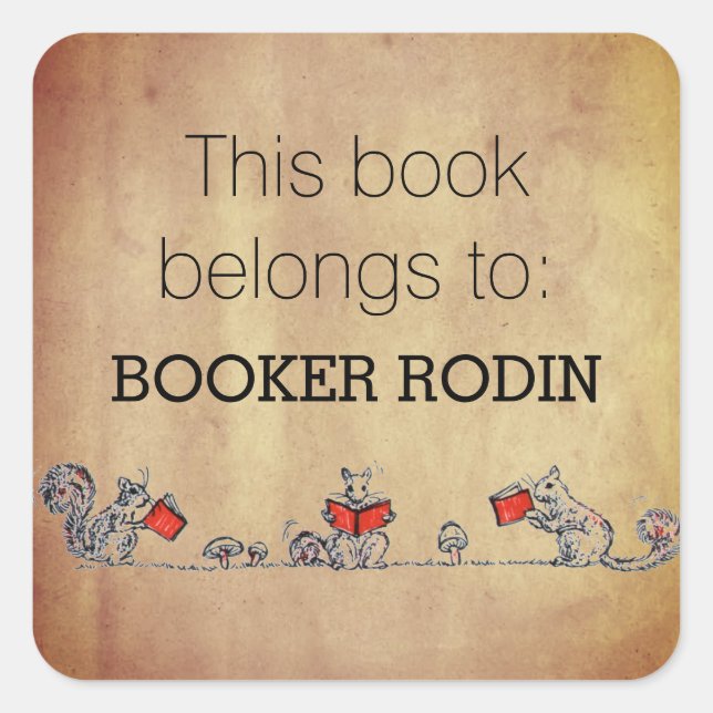 Sticker Carré Personnalisé ce livre appartient à la plaque d'imm (Devant)