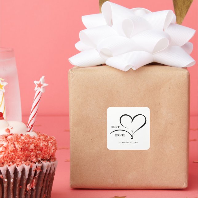 Sticker Carré personnalisé Conception de mariage p (Fête)