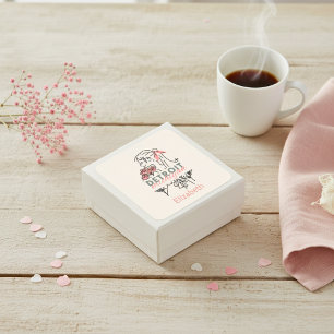 Sticker Carré personnalisé Fleurs roses de Détroit