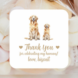 Sticker Carré Personnalisé Golden Retriever Chien Mariage Favori