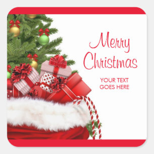 Sticker Carré Personnalisé Joyeux Noël Votre texte Cadeaux Modèl