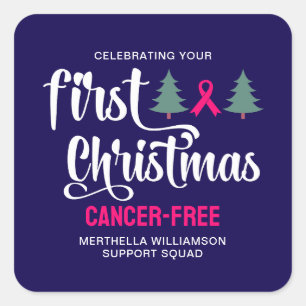 Sticker Carré Personnalisé PREMIER NOËL Cancer du sein Gratuit