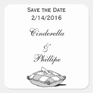 Sticker Carré Personnalisé Sauvegardez la date Cendrillon Slippe