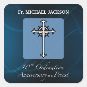 Sticker Carré Personnaliser, 10e anniversaire d'Ordination du pr