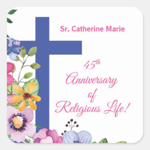 Sticker Carré Personnaliser, 45e anniversaire Nun vie religieuse