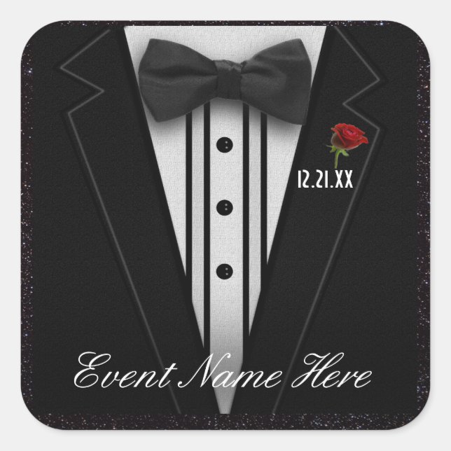 Sticker Carré Personnaliser Black Tuxedo et Night Sky (Devant)
