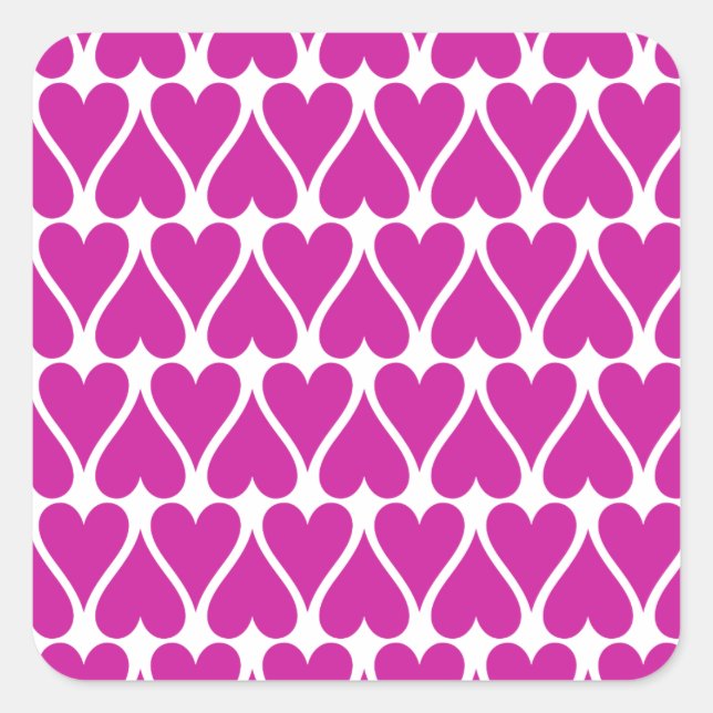 Sticker Carré Personnaliser Coeurs roses (Devant)