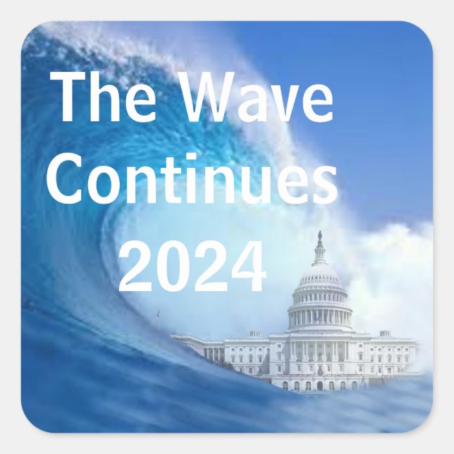Sticker Carré Personnaliser de l'élection Blue Wave 2024 (Devant)