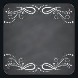 Sticker Carré Personnaliser florale Faux Chalkboard vierge<br><div class="desc">Un tableau noir ou un tableau blanc propre pour customiser le texte à chaque occasion.</div>