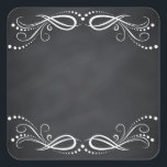 Sticker Carré Personnaliser florale Faux Chalkboard vierge<br><div class="desc">Un tableau noir ou un tableau blanc propre pour customiser le texte à chaque occasion.</div>