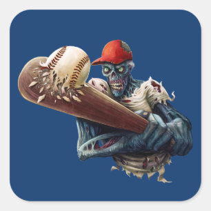 Sticker Carré Personnaliser la batte de baseball de zombie Hallo