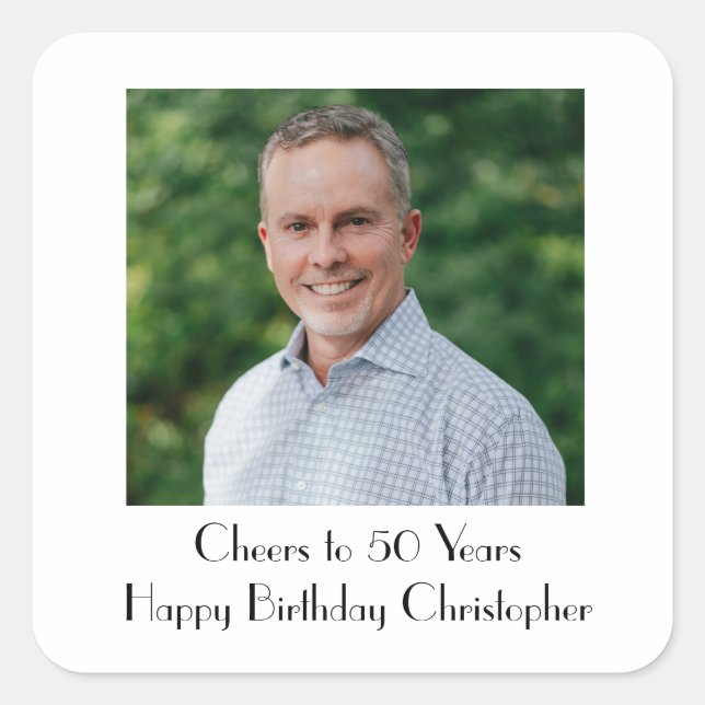 Sticker Carré Personnaliser la fête d'anniversaire de la photo p (Devant)