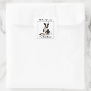Sticker Carré Personnaliser le journal Dog Jour de la Patronne, 