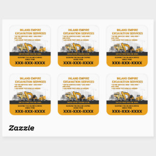 Sticker Carré Personnaliser l'excavation Entrepreneur général de
