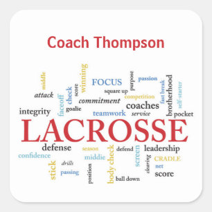 Sticker Carré Personnaliser Nom Lacrosse Coach Merci Mots