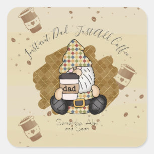 Sticker Carré Personnaliser pour le papa amoureux du café VINT