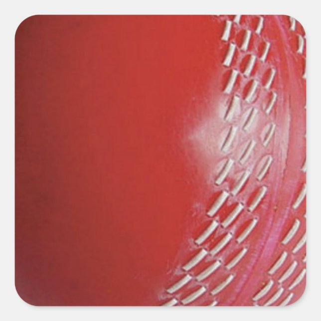 Sticker Carré Personnaliser rouge de balle de cricket avec votre (Devant)