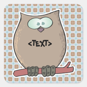 Sticker Carré Personnaliser un hibou,<TEXT>