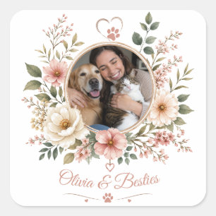 Sticker Carré Personnalisez la photo & le nom de l'amoureux des